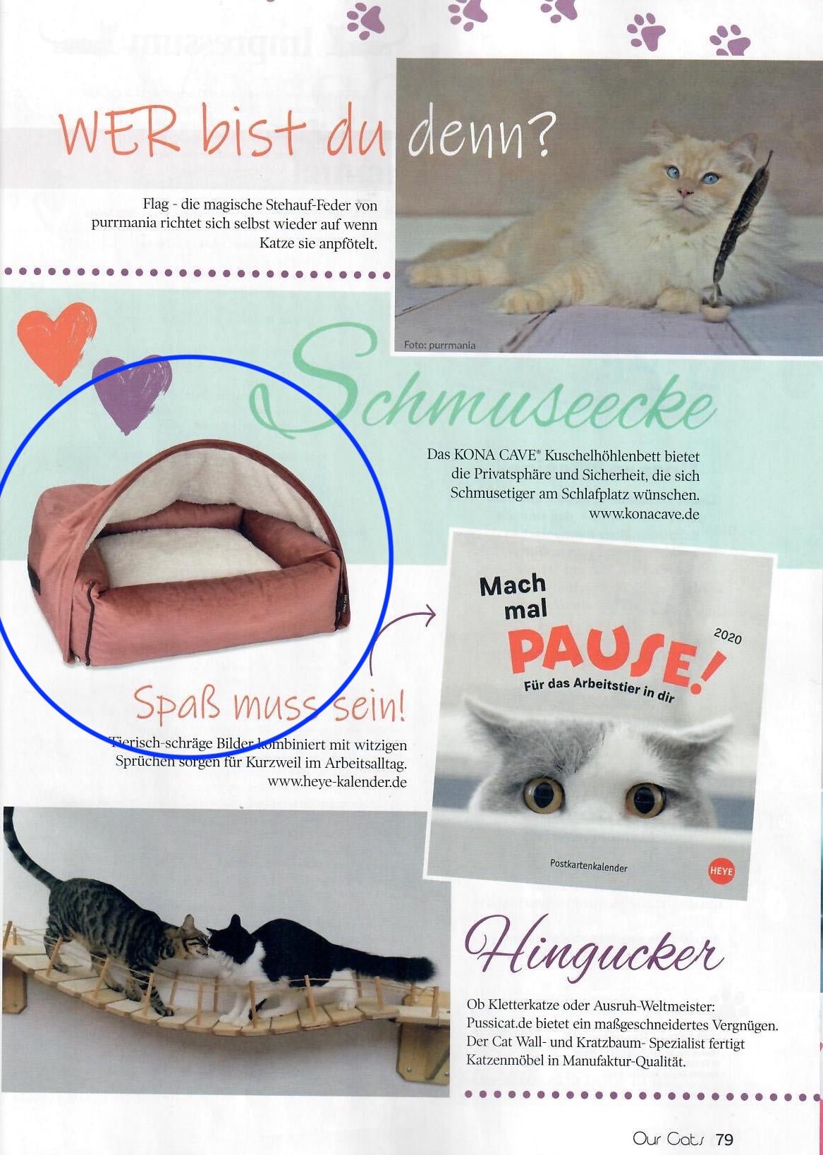 KONA CAVE® best cozy cuddle cave for cats.  Soft and supportive cat igloo in pink velvet.