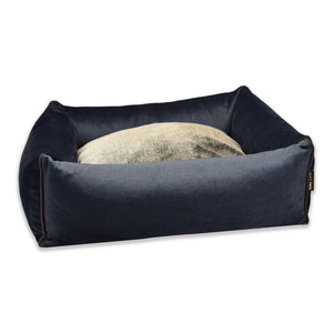 KONA CAVE® ultimate luxury snuggle cave bed in grey velvet and lined in super soft, human-grade faux-fur. photo shows the dog bed when the canopy cover is removed. 