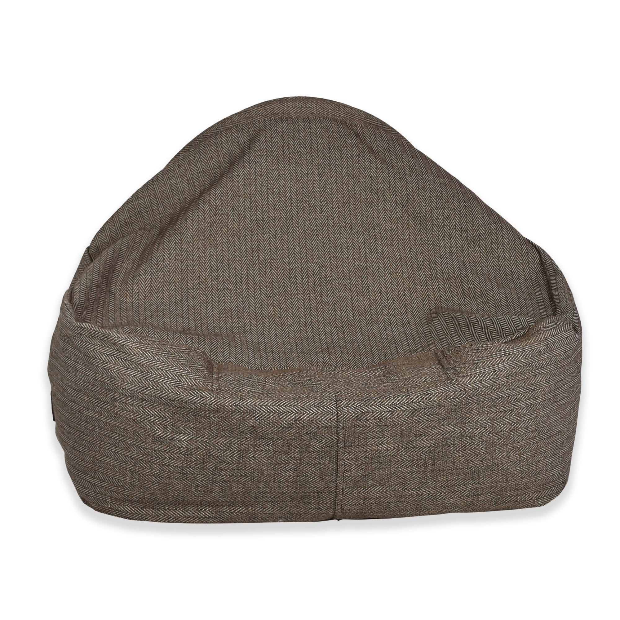 KONA CAVE® dog bed for dogs that sleep under the blankets. Warm dog bed in brown herringbone. 