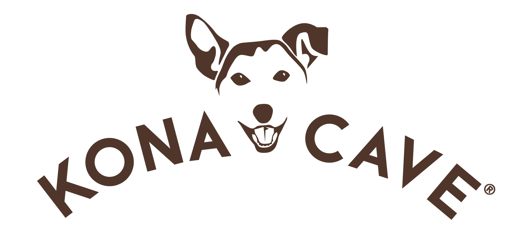 KONA CAVE® luxury dog brand. KONA CAVE® luxury lifestyle pet brand.  Great dog logo. Outline of Jack Russell face of Kona the dog