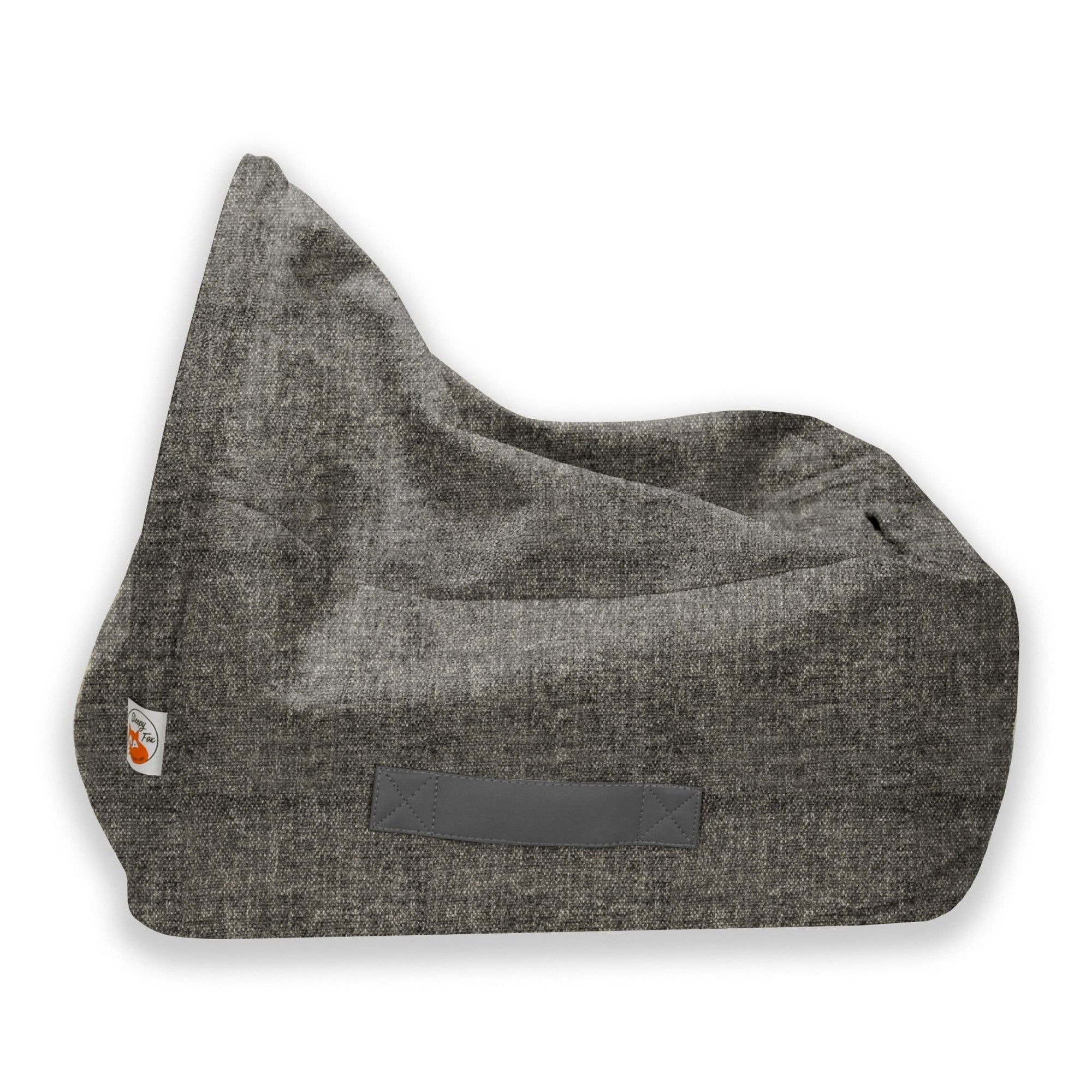 Sleepy Fox® snuggle cave dog / cat bed with vegan-leather side handles for easy carrying. Grey velvet. 