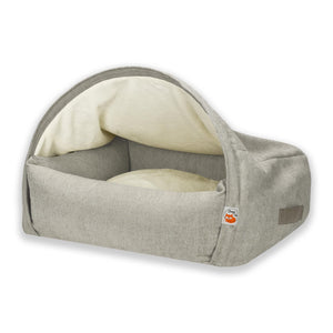 Sleepy Fox® luxury hundehöhle / katzenhöhle cave dog / cat bed in cream velvet lined with fluffy fleece lining. Premium domed pet den. 