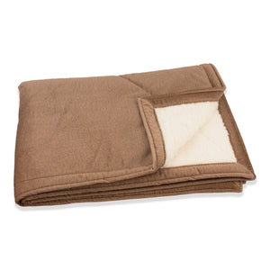 KONA CAVE® Beige Velvet Furniture Blanket with Sherpa Fleece Lining (Large)