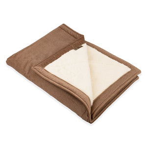 KONA CAVE® Beige Velvet Pet Blanket with Sherpa Fleece Lining (Small)