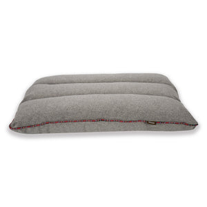 Cloud Bed - Grey Flannel with Red Royal Stewart Tartan Holiday Trim