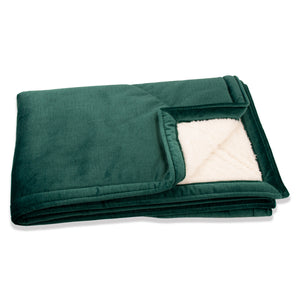 KONA CAVE® Emerald Green Velvet Furniture Blanket with Sherpa Fleece Lining (Large)