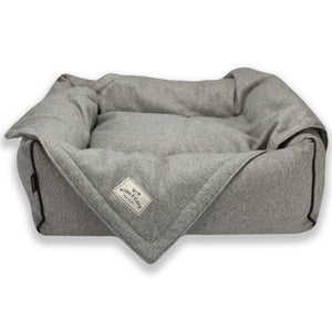 KONA CAVE® Grey Flannel Pet Blanket with Grey Flannel Bolster Bed in small - perfect for keeping your dog's bed clean in between washes