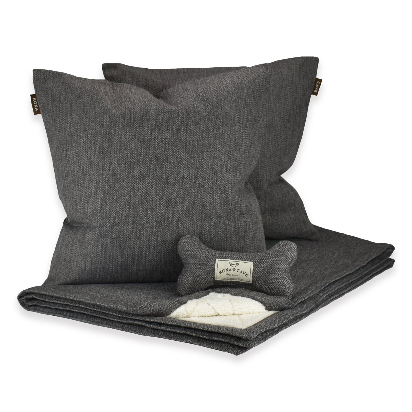 Hundedekor-Set - Grau Fischgrät