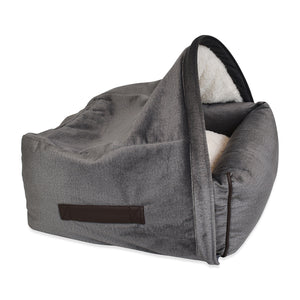 Snuggle Cave Pet Bed - Graphite Grey Velvet